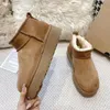 Australien Tasman Ugh Platform Classic Ultra Mini Winter Snow Boots Tazz Mustard Seed Women Fur Slippers Sheepskin Designer Fashion Slip-on Warme Shoes Chestnut