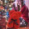 Décorations de Noël Fleurs artificielles 25cm Rose Bear Girlfriend Anniversaire Saint Valentin Cadeau Cadeau d'anniversaire pour la fête de mariage 230923