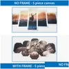 Resimler modern hd baskılı resimler tuval resim 5 panel zen Buddha heykel duvar sanatı ev dekorasyon çerçevesi yaşam için poster