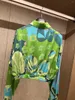 여자 2 피스 팬츠 셔츠와 바지는 여름에 녹색 양복 2023 시칠리아 럭셔리 활주로