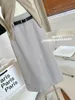 Skirts Lauri Laki Elegant Long Skirt Women Casual Solid Grey Split Autumn 2023 Party Wear