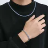 Collier de hanche en cuivre incrusté de 4mm, bracelet en zircon bleu de mer, marque de mode, hommes et femmes amoureux, bijoux hip hop