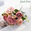 Fiori decorativi Confezione regalo Puntelli da tiro Sposa Piante artificiali finte Bouquet di peonie di seta in stile europeo Accessori da sposa Fai da te