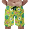 Herenshorts Board Retro Peace 60s Casual Strand Trunks Zonnebloem Bloemenprint Man Sneldrogend Sport Oversize