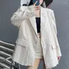 Abiti da donna Blazer oversize coreano Giacca da donna nera per donna Nicchia con frange larghe spazzolate Tendenza superiore