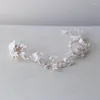 Hair Clips Beads Porcelain Flower Bridal Headband Tiara Wedding Women Vine Crown Handmade Accessories