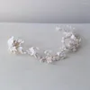 Haarspangen Perlen Porzellan Blume Braut Stirnband Tiara Hochzeit Frauen Rebe Krone handgefertigte Accessoires