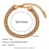 Charm Bracelets 316 Stainless Steel Three Layers Weave Pearl Zircon Bracelet For Women Waterproof Dweatproof Non-fading Jewelry Wholesale