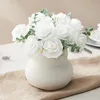 Decorazioni natalizie 10 pezzi 12 foglie di eucalipto mazzo ramo di plastica artificiale piante verdi steli di matrimonio finto fiori finta torta decorazione fai -da -te 230923