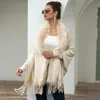 Kobiety Tees Logami Fake Fur Fllar Cardigan Poncho Tassel Solidny płaszcz Kobiety swobodny luźne szal 230922