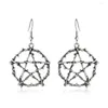 Dingle örhängen goth hängande drop metalearrings för kvinnor punk halloween pentagram piercing örhänge smycken grossist dropship vge020