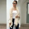 Kobiety Tees Logami Fake Fur Fllar Cardigan Poncho Tassel Solidny płaszcz Kobiety swobodny luźne szal 230922