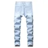 Jeans pour hommes Hommes Couleur claire Slim Fit Trou High Street Bleu Non-Élastique Mode Casual Urban Stretwear Drop Livraison Vêtements Vêtements Dhpi7