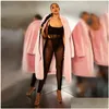 Kvinnor Tracksuits Anjamanor Y Mesh Patchwork 2 Piece Set Bodysuit Leggings See Through Black Club Outfits for Women Partihandel föremål D DHMJ7