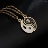 Pendentif Colliers Niche Design Tai Chi Yin Yang Gossip Couple Cuivre Plaqué Or 18 carats Goutte D'huile Collier En Gros