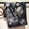 Scarves 35" Large Square Silk Scarf Neckerchief Wraps Floral Printed Head Hijab For Hair Wrapping