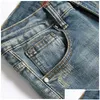 Herenjeans Heren Retro Blauw Heren Eenvoudige Zakken Stretch Denim Recht Lente Zomer Business Casual Broek Dagelijks Streetwear Drop D Dhi9A