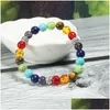 Pulseiras frisadas 7 chakra cura pedra fios pulseira cristal pedra preciosa jóias para mulheres yoga meditação atacado entrega gota dhzu3