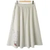 Jupes Grande taille femmes jupes été Style ethnique lavé coton lin imprimé a-ligne bas lâche surdimensionné courbe vêtements G5-2309 230923