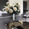 Decorazioni natalizie 7 rose Bouquet Party Artificiale Fiore di seta finto Rosa polveroso Rosso Bianco Decorazione di nozze Display Regalo Colore autunnale 230923