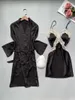 Vêtements de nuit pour femmes Sexy 2pcs Robe de mariée Robe de mariée Costume Lady Satin Kimono Robe de bain Robe de nuit Rayonne Lingerie intime Homewear