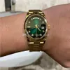 Latest version Luxury Watch Lady 36mm 128235 128238 Gold Steel Bracelet Green Brown Dial Triangle Pit Pattern Automatic Women Wris242R