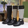 Designer-Stiefel, modische Herbst- und Winter-Damenstiefel, warme Stiefel, Lederstiefel mit flachem Boden, lange Stiefel, Martin-Stiefel