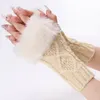 Automne hiver couleur unie étudiants écrire garder au chaud coréen tricot dame Protection sans doigts main cheveux bouche gants de chanvre femmes