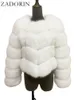 Womens Fur Faux ZADORIN Coats Cropped Top For Women Jacket Winter Luxury Coat Fluffy White Tops 230922