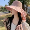 Шляпы с широкими полями, элегантная летняя рыбацкая шляпа, эластичный солнцезащитный козырек, декоративный сплошной цвет для женщин
