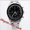 Montre-bracelet pour hommes chronographe extérieur VK mouvement à quartz Apollo hommes Moonwatch montres professionnelles sport homme montre ronde cadran noir 315e