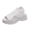 Sandales à talons compensés pour femmes, couvre-pied en tissu élastique, semelles épaisses, à la mode, chaussures pour femmes, 2023
