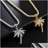 Anhänger Halsketten Hip Hop Bling Iced Out Micro Gepflasterte CZ Palme Anhänger Für Männer Rapper Schmuck Mit Tennis Kette X0707 Drop Delive DHSWU