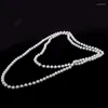 Catene Collana a catena lunga con perle finte bianche