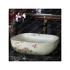 Torneiras de pia do banheiro lavatório único lavatório de cerâmica arte retro mesa pintada à mão casa