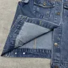 Dames zomermode denim vest gewassen blauw vest slank mouwloos vrijetijdsjack met korte gaten