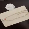 Luxury Brand Logo Pendant Necklace White Heart Pearl Charm Beads Chain Short For Designer Women Jewelry271j