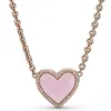 Chains 925 Sterling Silver Rose Pink Swirl Heart Collier Ships Helm With Crystal Necklace Fit Fashion Bead Charm Diy Jewelry