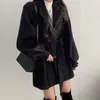 Misturas de lã feminina Itoolin Outono Inverno Mulheres Botões Lace-up Trench Coat com Bolsos Lã Turn-down Collar Manga Longa TRAF Casaco Sobretudo 230922