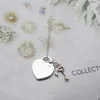 Pendant Necklaces New S925 Sterling Silver Blue Enamel Devil Heart Corner Key Necklace Ladies Simple Fashion Jewelry Couple Holida245M