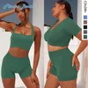 Ensembles actifs Ensemble de yoga Fitness sans couture respirant séchage rapide évacuation de l'humidité élasticité antichoc rassemblement dames soutien-gorge short à manches courtes