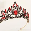 Grampos de cabelo Efily Moda Estrela Coroa Cor Vermelha Strass Tiaras e Coroas Para Mulheres Acessórios Prom Headpiece Jóias Presentes