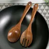 Andra Bakeware 6st Teak Cooking Tousils Kitchen Tools Set Nonstick Spatula Trähandtagstillbehör Set 230922