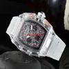 Montre à Quartz pour hommes, cadran Transparent, couleur, bracelet en caoutchouc, petit pointeur, montre de travail, 2021, 274S