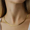 Bredd 4mm rostfritt stål platt halsband för kvinnor guld filmisk ormkedja choke damer gåva smycken olika längd hela kedjor224n