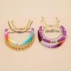 Bracelets à maillons bohème coloré perle d'argile douce plaqué or cuivre Pulsera femmes à la main amitié bijoux de mode Bracelet de perles naturelles