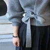 Tricots pour femmes Tees Cardigan tricoté Femmes Pull Col V À Lacets Vêtements Irréguliers Mode Automne Hiver Casual Coréen Chic Designer Cardigan 230922