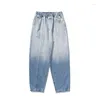 Men's Jeans Black And Women Gradient Wide Leg For High Waist Pants Blue Straight Loose Distressed Street