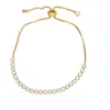 Braccialetti con ciondoli FLOLA Semplice cristallo multicolore CZ per le donne Perline di rame Regolabili Regali di gioielli placcati in oro Brtk63