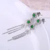 Dangle Earrings Classic Tassels Delicate Green For Women Natural An Jade Long Luxurious Stud Earings Engagement Jewelry Gift